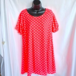 Pink Blush Neon Polka Dot dress- Small, 19" PTP, 34" L
